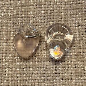 Struggle Glass Heart and Opal Baby Ring Pendants, NWOT